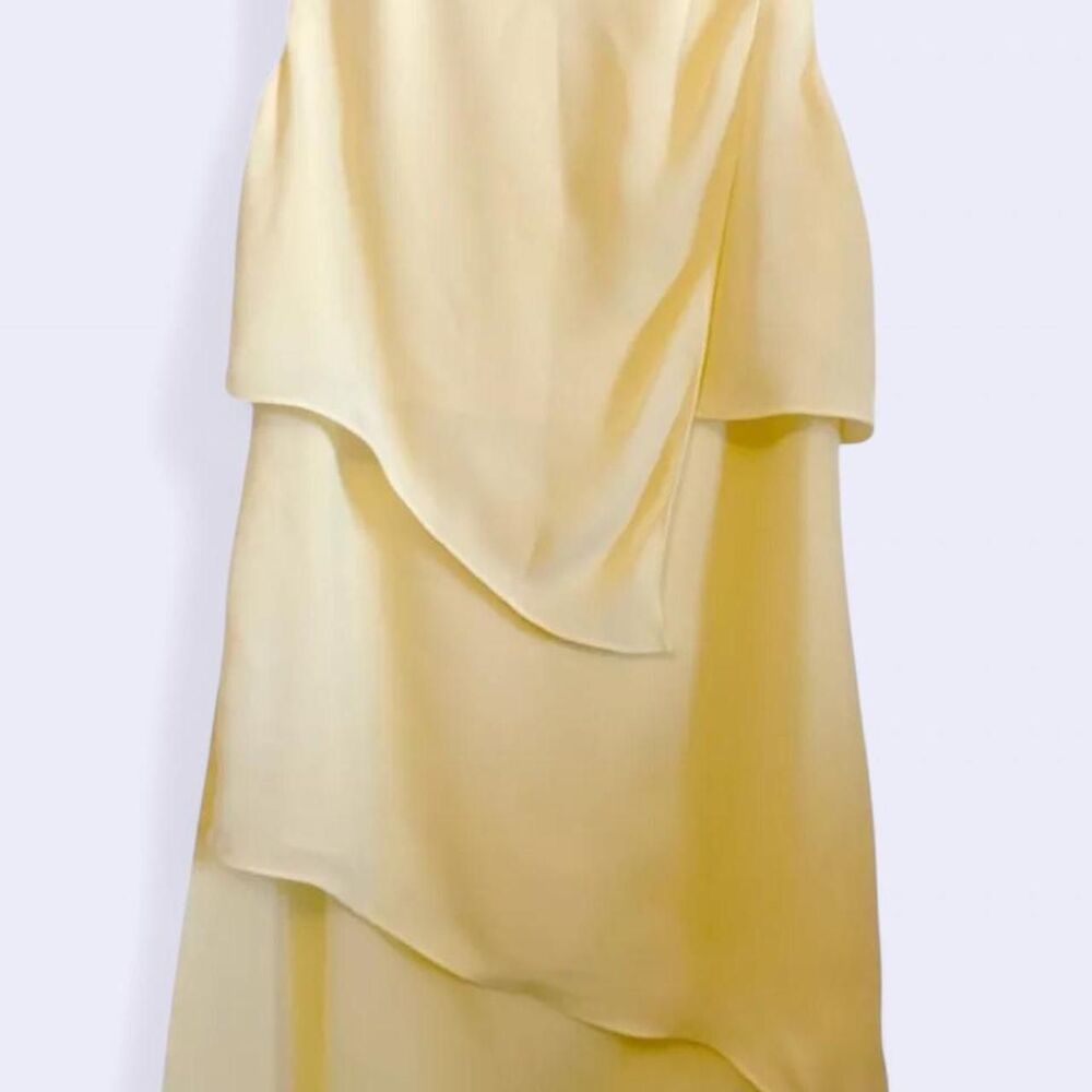 WHBM Asymmetric XL Tunic Yellow Tiered  Lightweight Summer Sleeveless Blouse